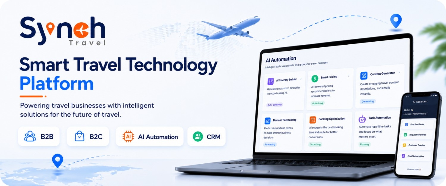 SynchTravel: Smart Travel Technology Platform for B2B, B2C, CRM & AI Automation